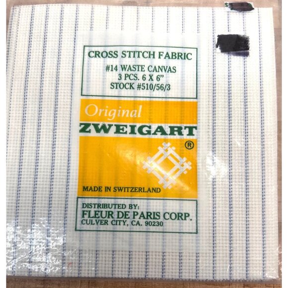 Zweigart Original Cross Stitch Fabric #14 Waste Canvas 3 Pcs 6"x6" Made In Switz - Picture 1 of 2